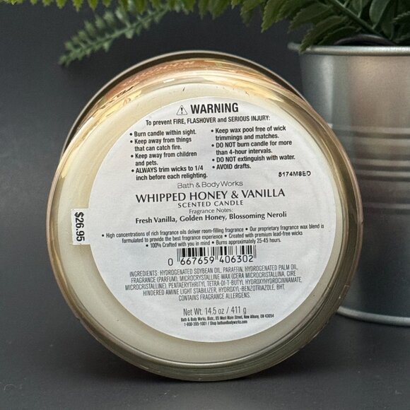 BBW Whipped Honey & Vanilla Bath & Body Works 3 Wick Candle - Picture 9 of 10